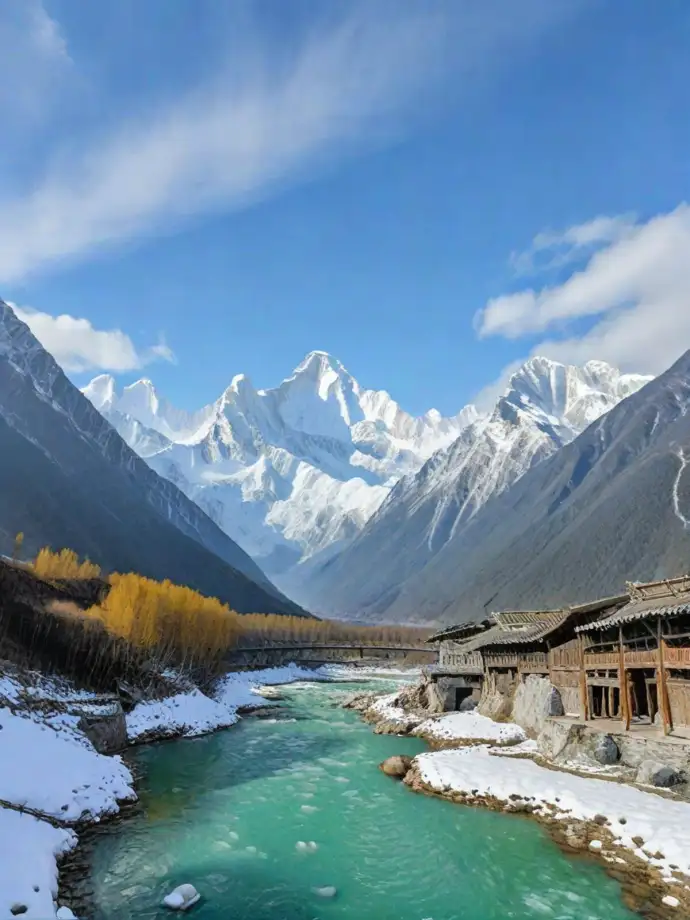 玉龙雪山白雪皑皑